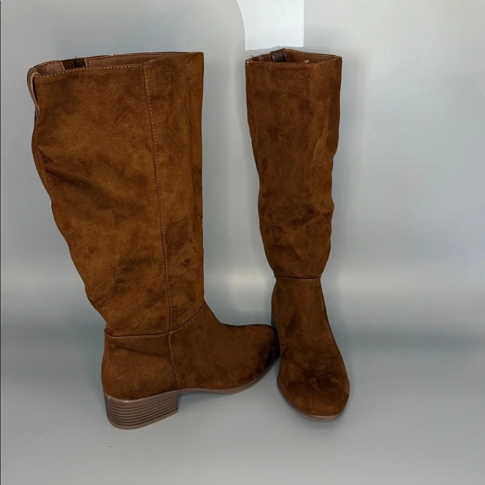 Universal Thread Brielle Faux Suede Riding‎ Boots - Cognac Brown (Size 8.5)